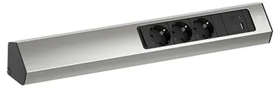 Prelungitor Bachmann - CASIA 2, 3x Schuko, USB A+C, 2 m, inox