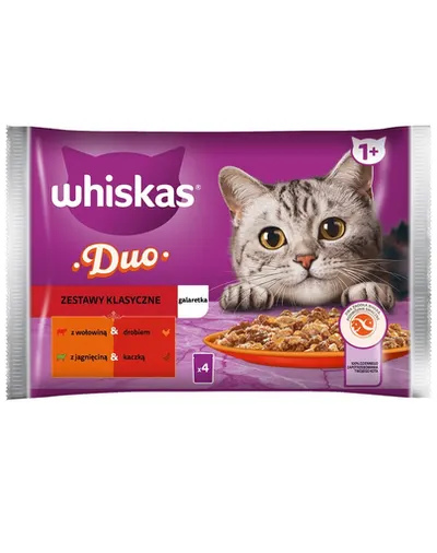 WHISKAS Adult Set plicuri hrana umeda pisica 4x85 g Classic Meals bucati de vita, pasare, miel si rata in jeleu