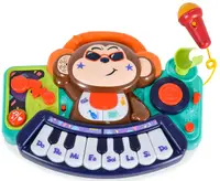 Jucărie pentru copii Hola Toys - Mini pian cu microfon, DJ Monkey