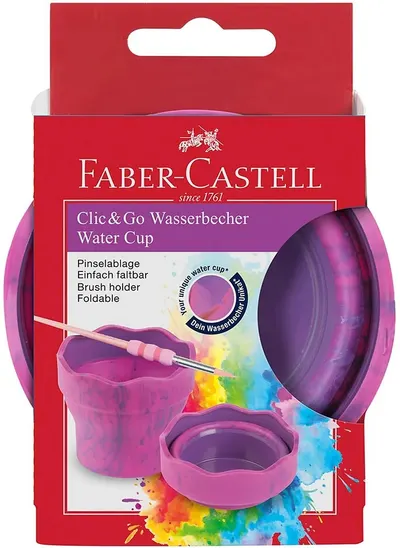 Cană pliabilă pentru pictură Faber-Castell Clic & Go - Marmură roz