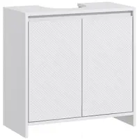 HOMCOM Mobilier Sub Chiuvetă pentru Baie cu 2 Uși, Dulap de Baie cu Decupaj în U pentru Țevi, 60x30x60 cm, Alb | Aosom Romania