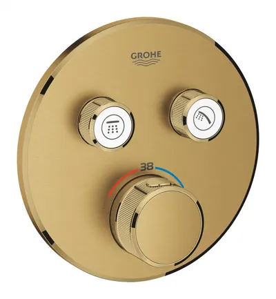 Baterie dus Grohe Grohtherm Smartcontrol 29119GN0, 2 iesiri, termostat, push&turn, masca metalica, filtru impuritati, necesita set fixare, mat, Cool sunrise