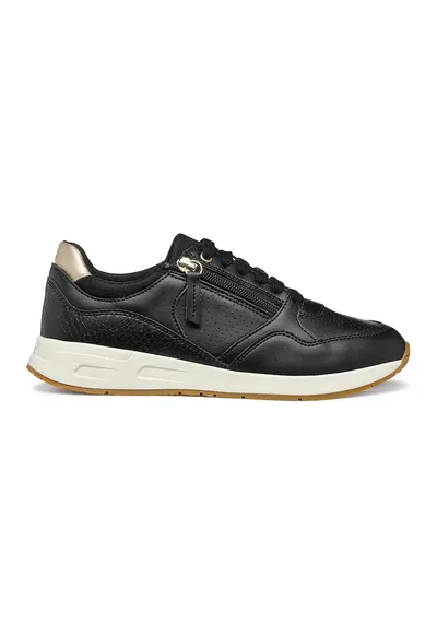 Pantofi sport de piele ecologica cu perforatii - Negru