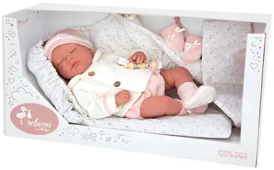 Păpuşă bebeluş Arias -Macarena cu ochii închiși, 45 cm