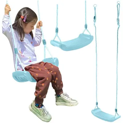 Leagan pentru copii Kruzzel, constructie robusta cu franghii puternice, lungime reglabila 105-175cm, asamblare rapida, sarcina maxima 50 kg, Light Blue