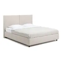 Pat matrimonial bej tapițat cu spațiu de depozitare cu somieră 160x200 cm Myra Bold – Bonami Selection