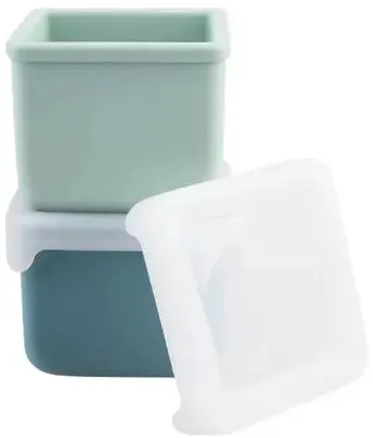 Containere din silicon pentru gustări Melii Luxe - 2 bucăți, Albastru/Mint