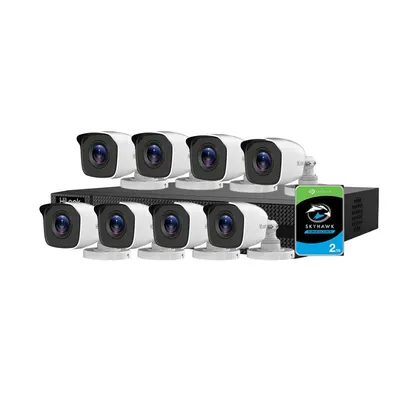 Sistem supraveghere exterior Hikvision HiLook KIT-HL-M-8C-C-0003, 5 MP, 2.8 mm, IR 20 m, HDD 2TB
