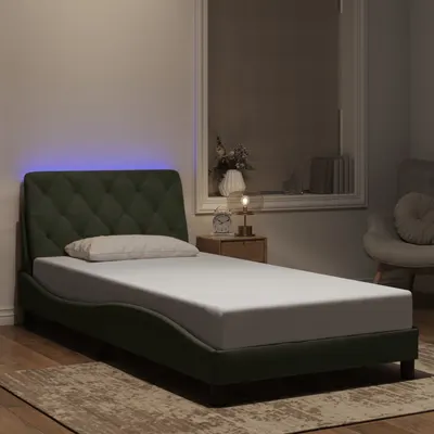 vidaXL Cadru de pat cu LED fără saltea, gri deschis, 100x200 cm, catifea