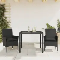Gossi set mobilier de gradina cu perne 3 piese negru poliratan&sticla