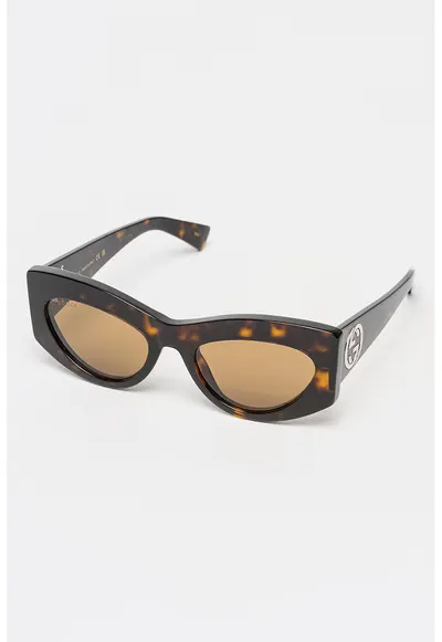 Ochelari de soare cat-eye cu logo - Maro/Argintiu