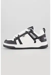 Pantofi sport low-cut de piele ecologica Azalia - Alb/Negru