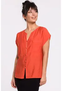 Bluza cu maneci scurte - cu nasturi - - Portocaliu