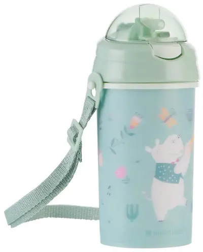 Cupă cu paie și curea KikkaBoo - Music Fest, Mint, 450 ml