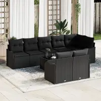 Gossi set de canapea de gradina cu perne bej din ratan polimer, Gossi canapea de gradina cu 2 locuri cu perne negre din ratan polimer
