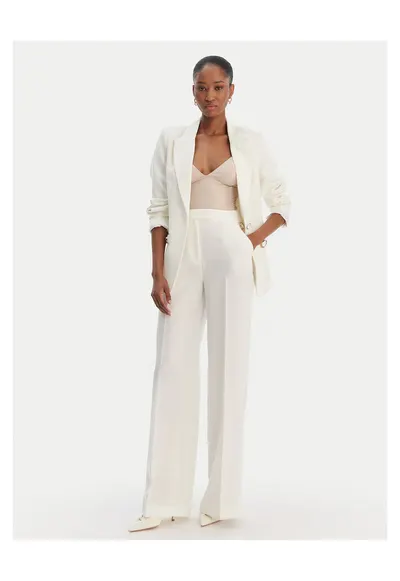 Pantaloni dama - fermoar - ecru - poliester