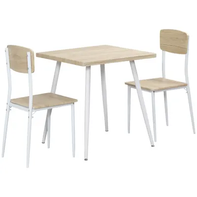 HOMCOM Set Masă cu 2 Scaune pentru Dining, din Lemn și Metal, Albă | Aosom Romania