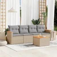 Gossi set canapele de gradina, 5 piese, cu perne, bej, poliratan