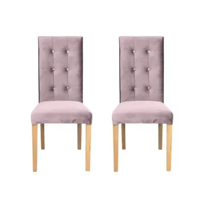 Set 2 scaune living TEO LUX, picioare lemn natur, stofa roz pudra, 46x60x98 cm