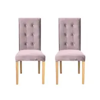 Set 2 scaune living TEO LUX, picioare lemn natur, stofa roz pudra, 46x60x98 cm