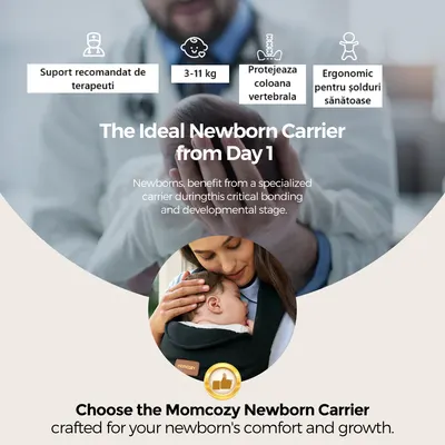 Marsupiu ergonomic WeeSnug pentru nou nascut Momcozy Negru