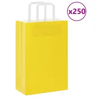 vidaXL Pungi de hârtie 250 buc cu mânere galbene 21x11x31 cm