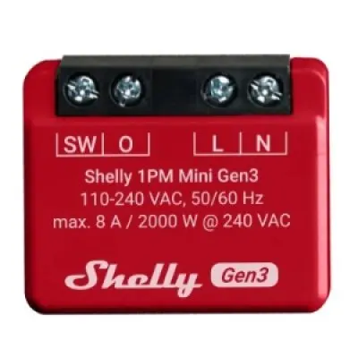 Releu inteligent Shelly Plus 1PM Mini GEN3, 1 canal, 8A 3800235261590