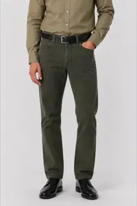 Pantaloni clasici de vara pentru barbati – Vero, Kaki inchis (Marime pantalon: W36)