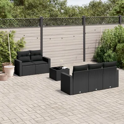 Gossi set mobilier de gradina cu perne, 6 piese, negru, poliratan