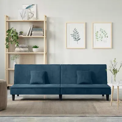 vidaXL Canapea extensibilă, albastru, catifea