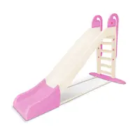 Tobogan pentru copii XXL Doloni WhitePink, cu trepte si manere ergonomice de sustinere, dimensiune 243.8 x 100 x 149.3 cm