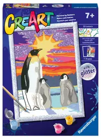Set de pictat după numere Ravensburger CreArt - Pinguini în zăpadă
