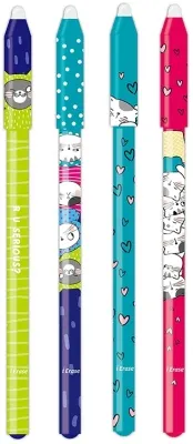 Roller gel cu rescriere, 0.5mm, albastru, Happy Color, So many cats
