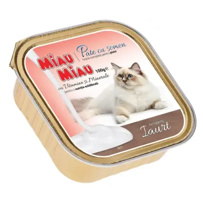 Pateu pentru pisici Miau Miau cu somon topping de iaurt 100 gr