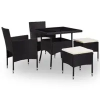 Gossi set mobilier de exterior, 5 piese, negru, poliratan si sticla