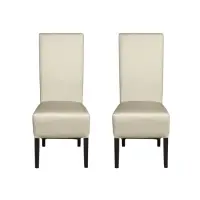 Set 2 scaune living VANESSA, picioare lemn wenge, piele ecologica crem, 47x60x110 cm