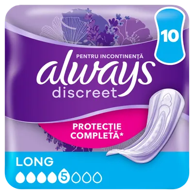 Absorbante pentru incontinenta urinara Discreet Long, 10 bucati, Always