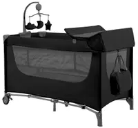Pătuț pentru bebeluși cu două niveluri KikkaBoo - Nighty Night, Black