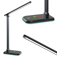 Lampa de birou reglabila, LED RGB 12W, 960 lm, lumina reglabila 3 CCT, IP20, negru