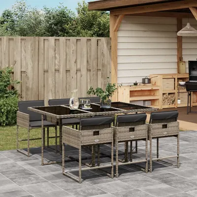 Gossi set mobilier de gradina cu perne, 7 piese, gri, poliratan