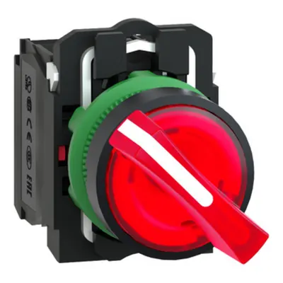 Selector Iluminat Rosu Ø 22, Maner cu 2 Pozitii, 240 V, 1No+1Nc