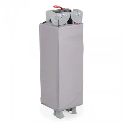 Patut pliabil copii cu laterala culisanta Moni Next level Grey,3 variante de folosire,2 nivele,saltea pliabila inclusa,curea fixare la patul parintilor,laterale din plasa pentru ventilatie,geanta transport,125x65x74cm