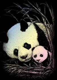 Set de gravură holografică Royal - Panda și bebeluș, 13 x 18 cm