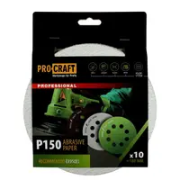 Disc abraziv pentru slefuitor cu excentric KB180.150 PROCRAFT (Set 10 buc) Diametru: 180 mm, Granulatie: P150