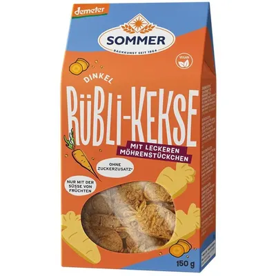 Biscuiti din Spelta fara Zahar cu Morcovi, Sommer, Vegan, 150 g