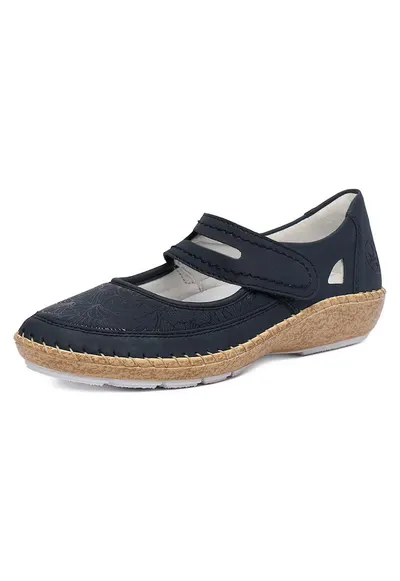 Pantofi dama bleumarin - piele ecologica - inchidere velcro - talpa usoara