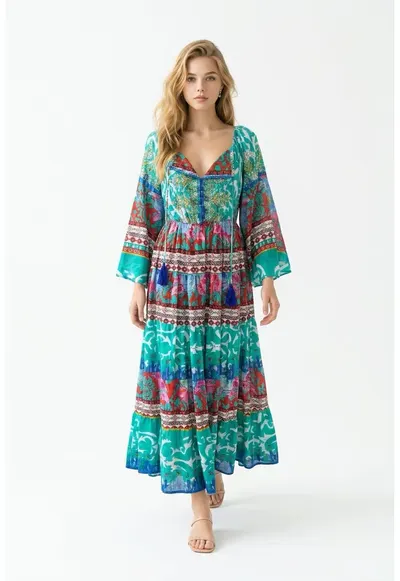 Rochie lunga din poplin imprimat 4