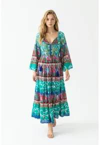 Rochie lunga din poplin imprimat 4