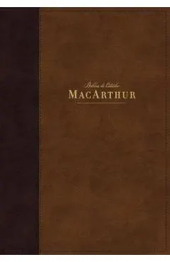 Nbla Biblia de Estudio Macarthur, Leathersoft, Café, Interior a DOS Colores