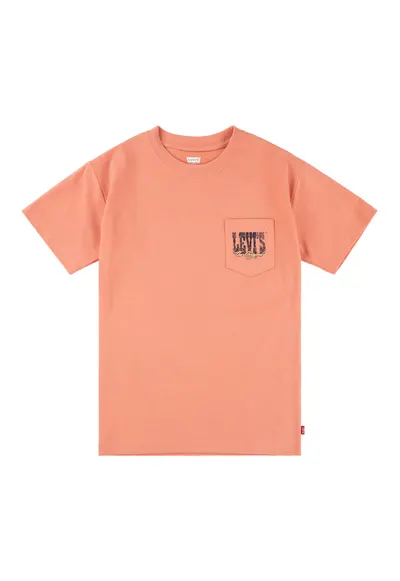 Tricou cu decolteu la baza gatului si imprimeu pe partea din spate - Roz somon/Galben pal/Albastru